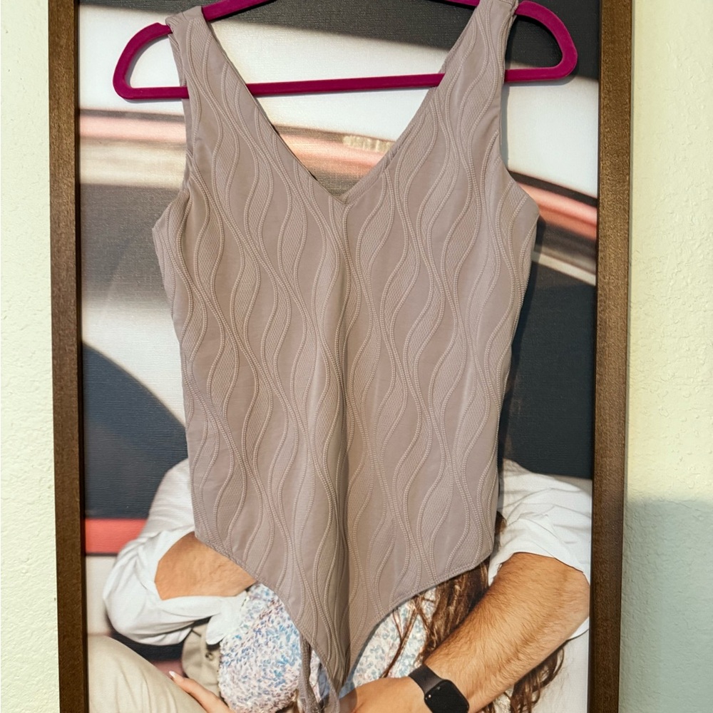 Taupe Sleeveless Textured Bodysuit